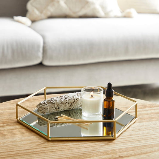 Hexagonal Gold Tray