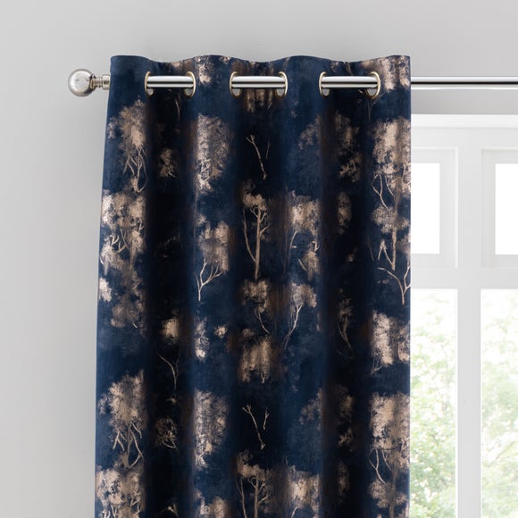 Velour Trees Eyelet Curtains