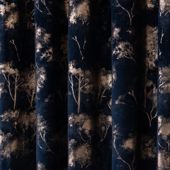 Velour Trees Eyelet Curtains