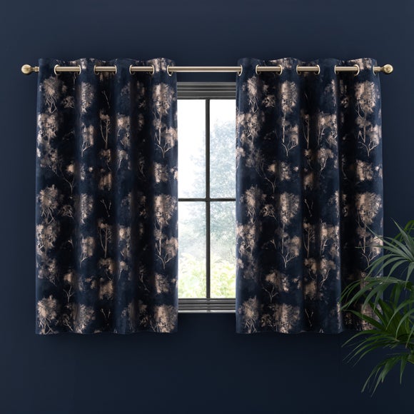 Velour Trees Eyelet Curtains