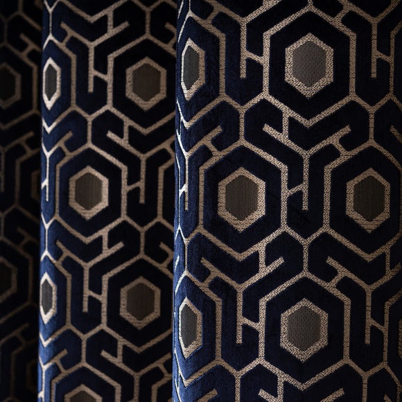 Geo Cut Velvet Eyelet Curtains