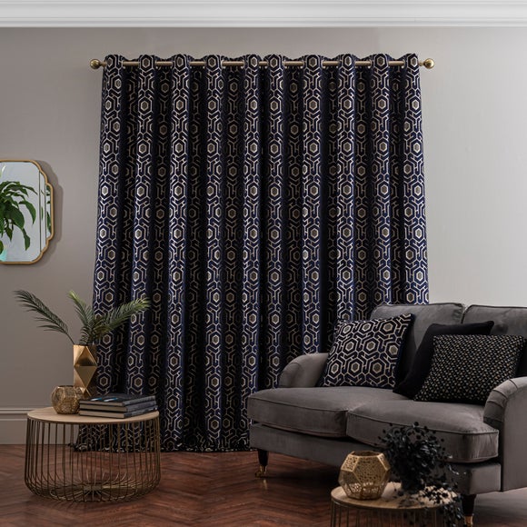 Geo Cut Velvet Eyelet Curtains