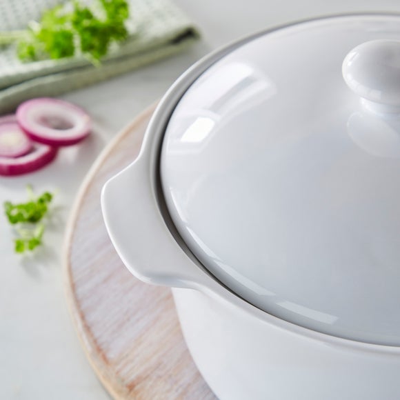 White Casserole Dish with Handles