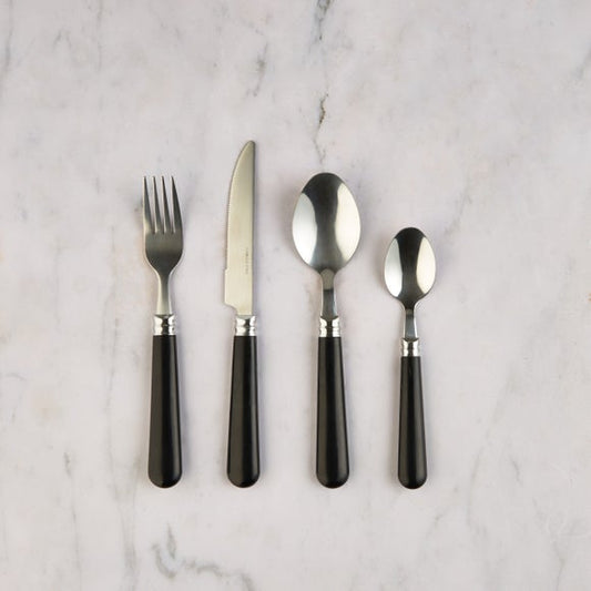 16 Piece Black Cutlery Set