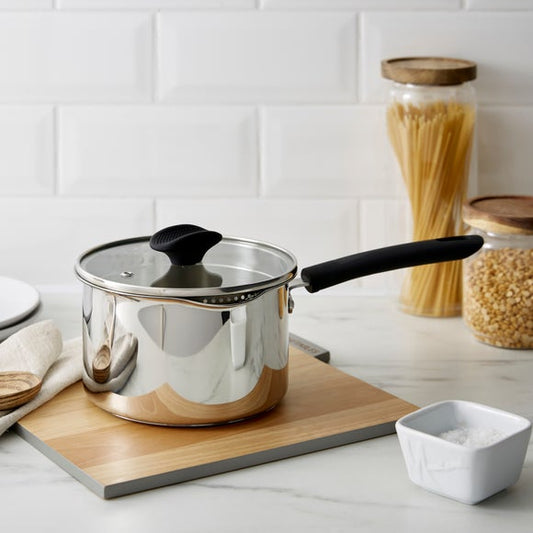 Stainless Steel Covered Saucepan, 18cm