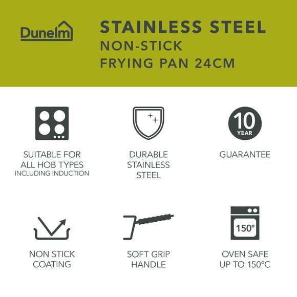 Non-Stick Stainless Steel Frying Pan, 24cm