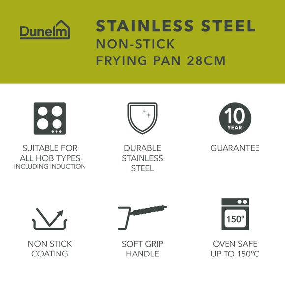 Non-Stick Stainless Steel Frying Pan, 28cm