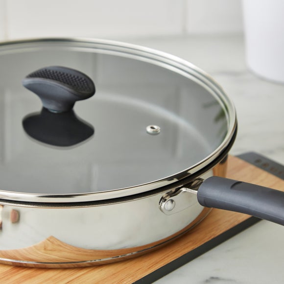 Non-Stick Stainless Steel Covered Saute Pan, 28cm