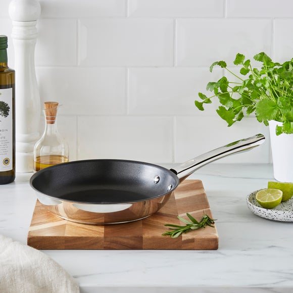 Essentials Non-Stick Stainless Steel Frying Pan, 24cm