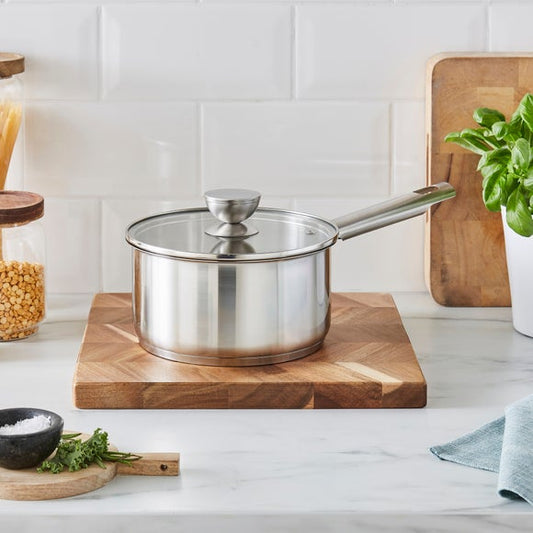 Recycled Stainless Steel Saucepan, 18cm