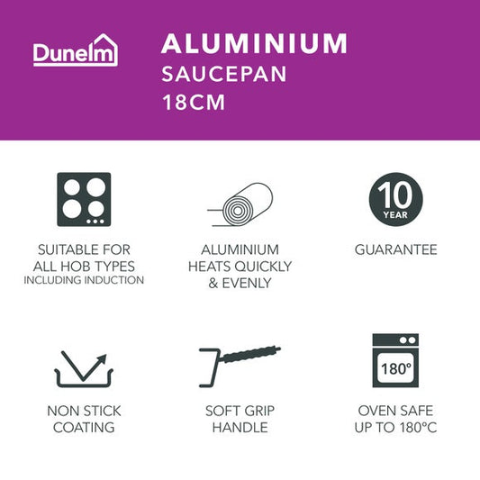 Non-Stick Aluminium Saucepan, 18cm