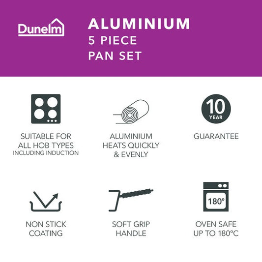 Non-Stick Aluminium 5 Piece Pan Set