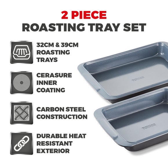 Tower Set of 2 Cerasure Non-Stick Roasting Trays