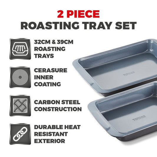 Tower Set of 2 Cerasure Non-Stick Roasting Trays