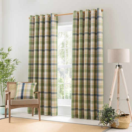 Kempton Check Eyelet Curtains