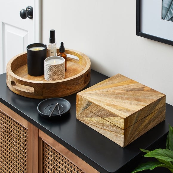 Round Mango Wood Decorative Tray