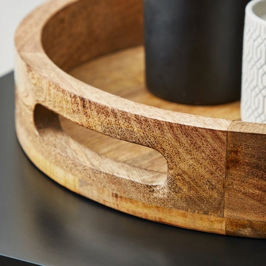 Round Mango Wood Decorative Tray