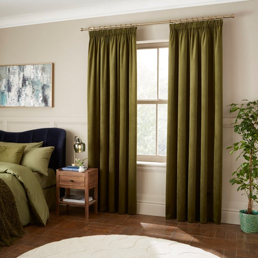 Recycled Velour Pencil Pleat Curtains