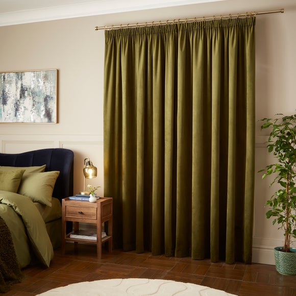 Recycled Velour Pencil Pleat Curtains