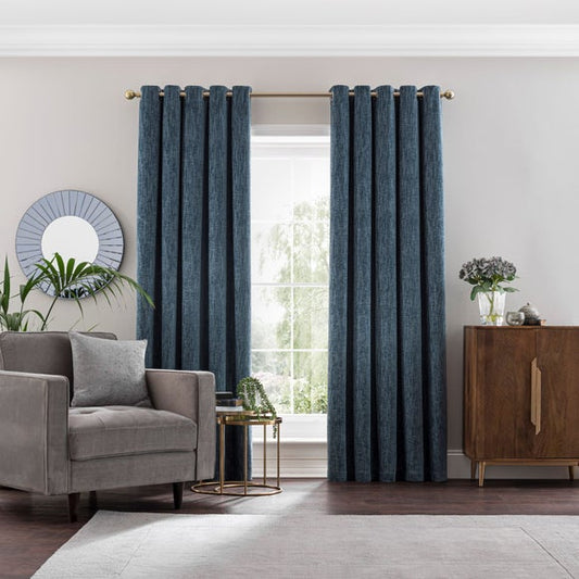 Chenille Ultra Blackout Eyelet Curtains