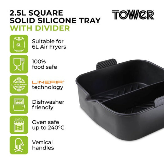 Tower Square Solid Tray With Divider