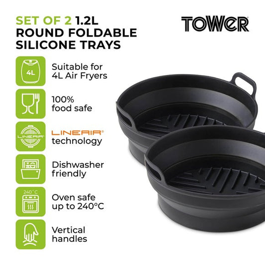 Tower Set of 2 Round Foldable Trays