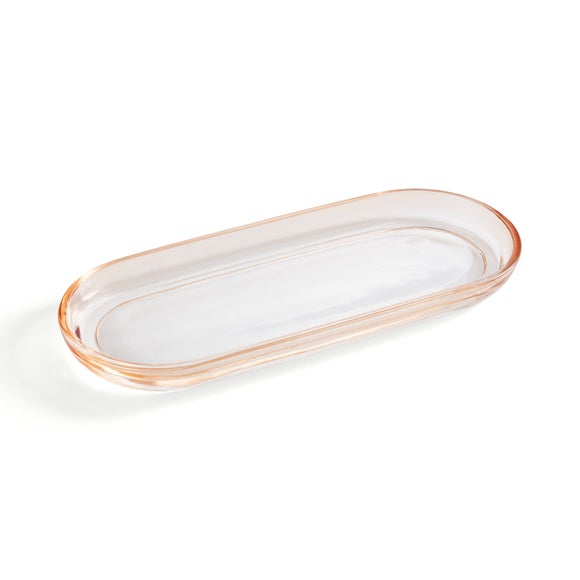 Ombre Apricot Glass Oval Tray