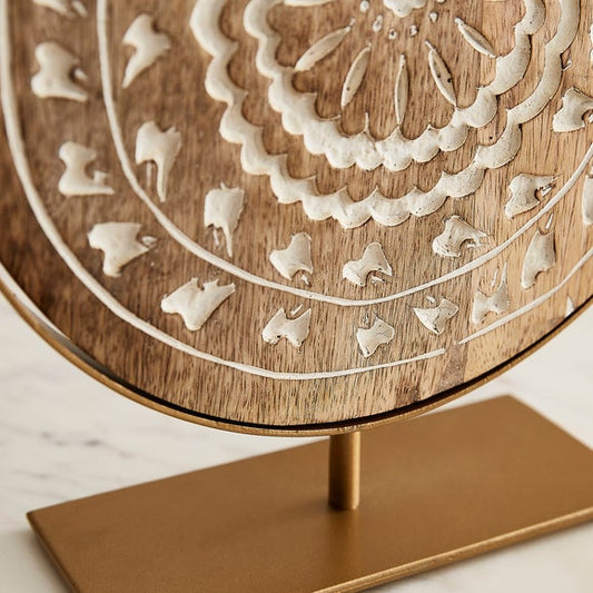Patterned Mango Wood Round Ornament