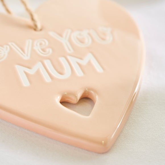'Love You Mum' Heart Hanging Plaque