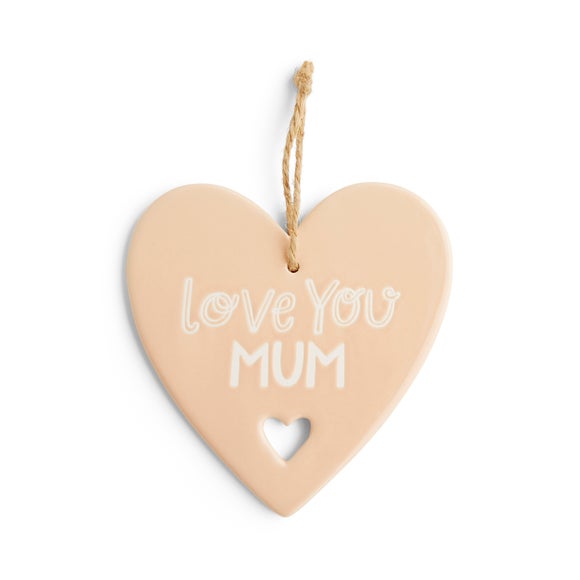 'Love You Mum' Heart Hanging Plaque