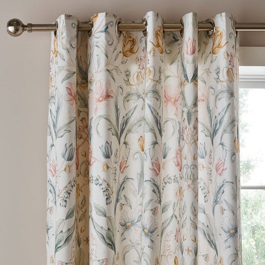 Imi Tulip Floral Cotton Blackout Eyelet Curtains