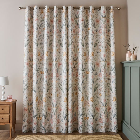 Imi Tulip Floral Cotton Blackout Eyelet Curtains