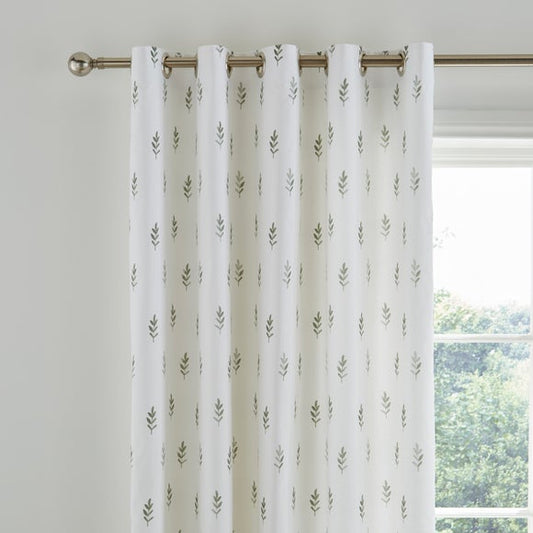 Harper Stem Floral Cotton Blackout Eyelet Curtains