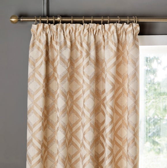 Luxe Jacquard Geo Pencil Pleat Curtains