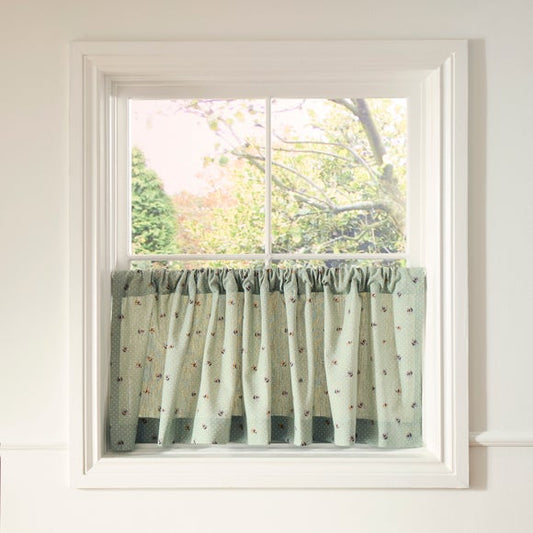 Bees Café Style Unlined Slot Top Single Curtain