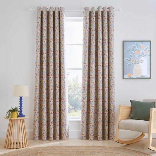 Hannah Retro Ditsy Blackout Eyelet Curtains