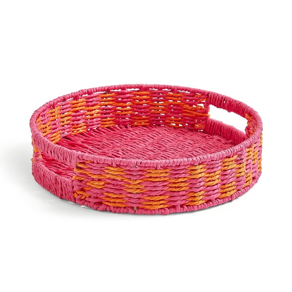 Sunbeam Orange & Pink Patterned Woven Tray
