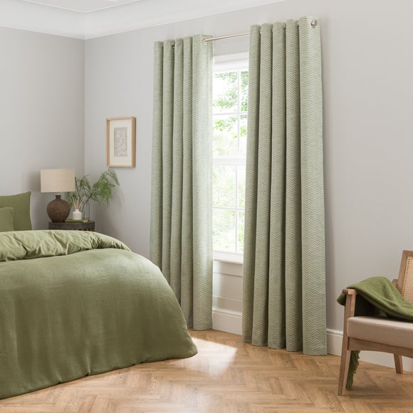 Frankie Herringbone Blackout Eyelet Curtains