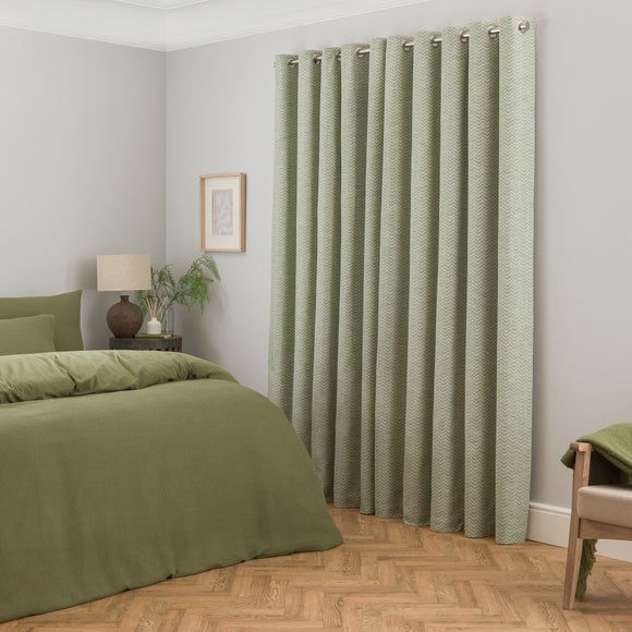Frankie Herringbone Blackout Eyelet Curtains