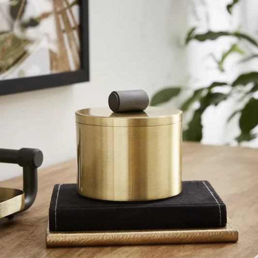 Industrial Brushed Gold Metal Trinket Jar
