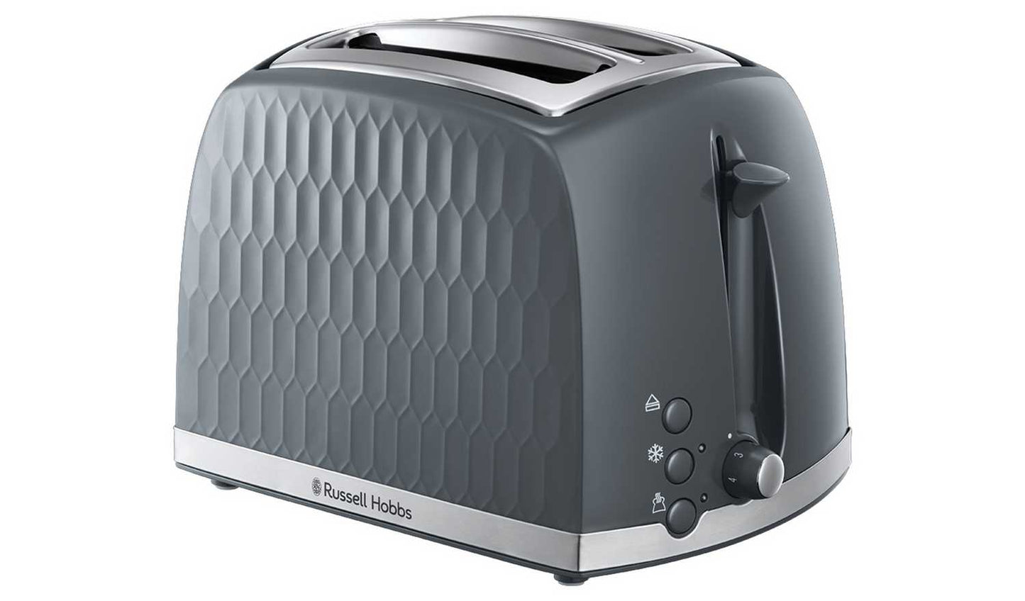 Russell Hobbs Honeycomb 2 Slice Grey Plastic Toaster 26063