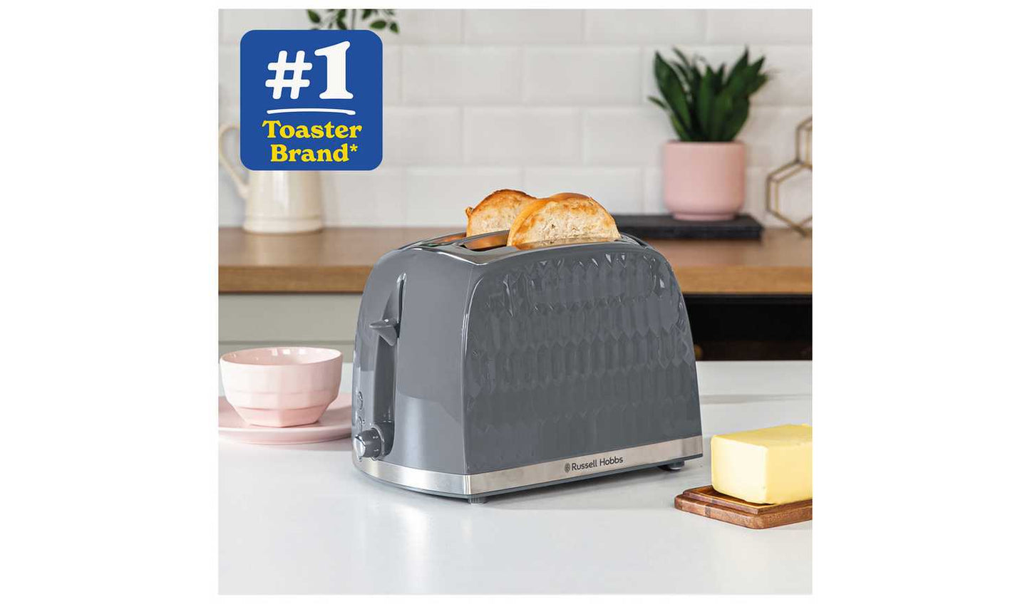 Russell Hobbs Honeycomb 2 Slice Grey Plastic Toaster 26063