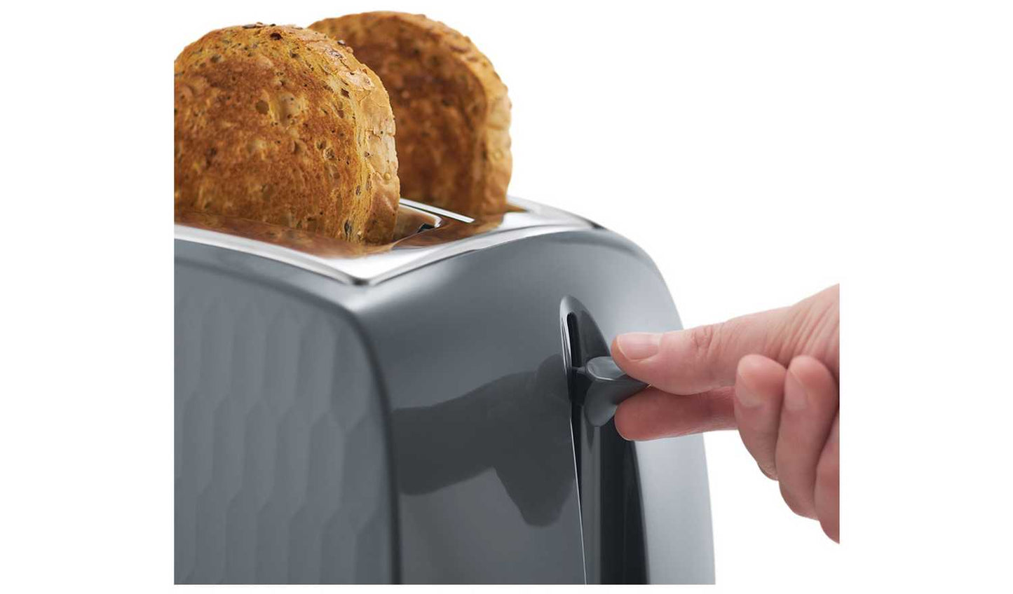 Russell Hobbs Honeycomb 2 Slice Grey Plastic Toaster 26063