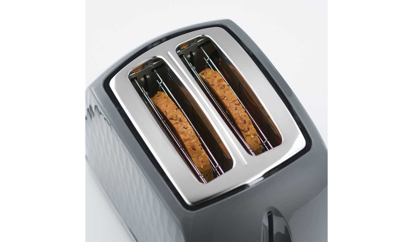 Russell Hobbs Honeycomb 2 Slice Grey Plastic Toaster 26063