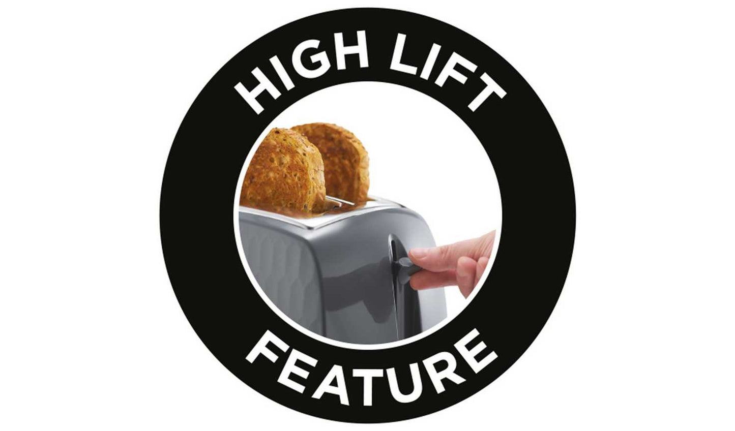 Russell Hobbs Honeycomb 2 Slice Grey Plastic Toaster 26063