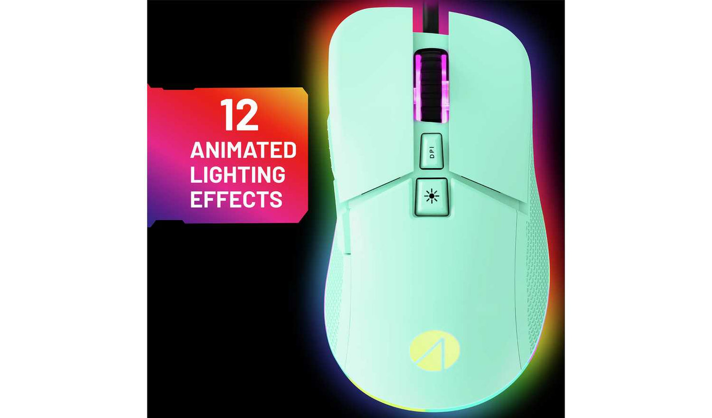 STEALTH Light-Up USB Gaming Mouse - Mint
