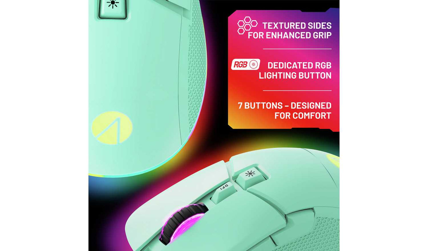 STEALTH Light-Up USB Gaming Mouse - Mint