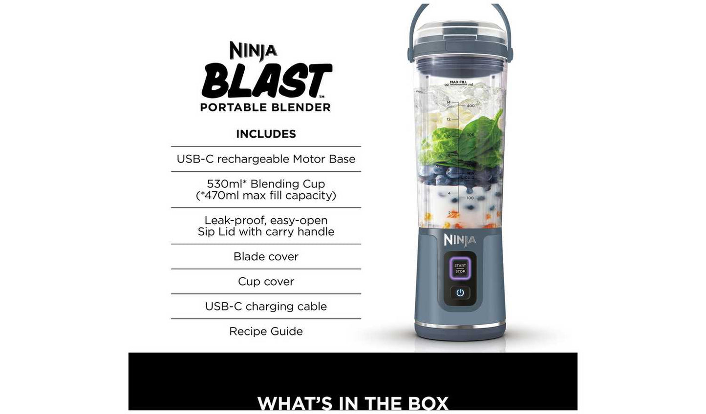 Ninja BC151UKNV Blast Portable Hand Blender - Blue