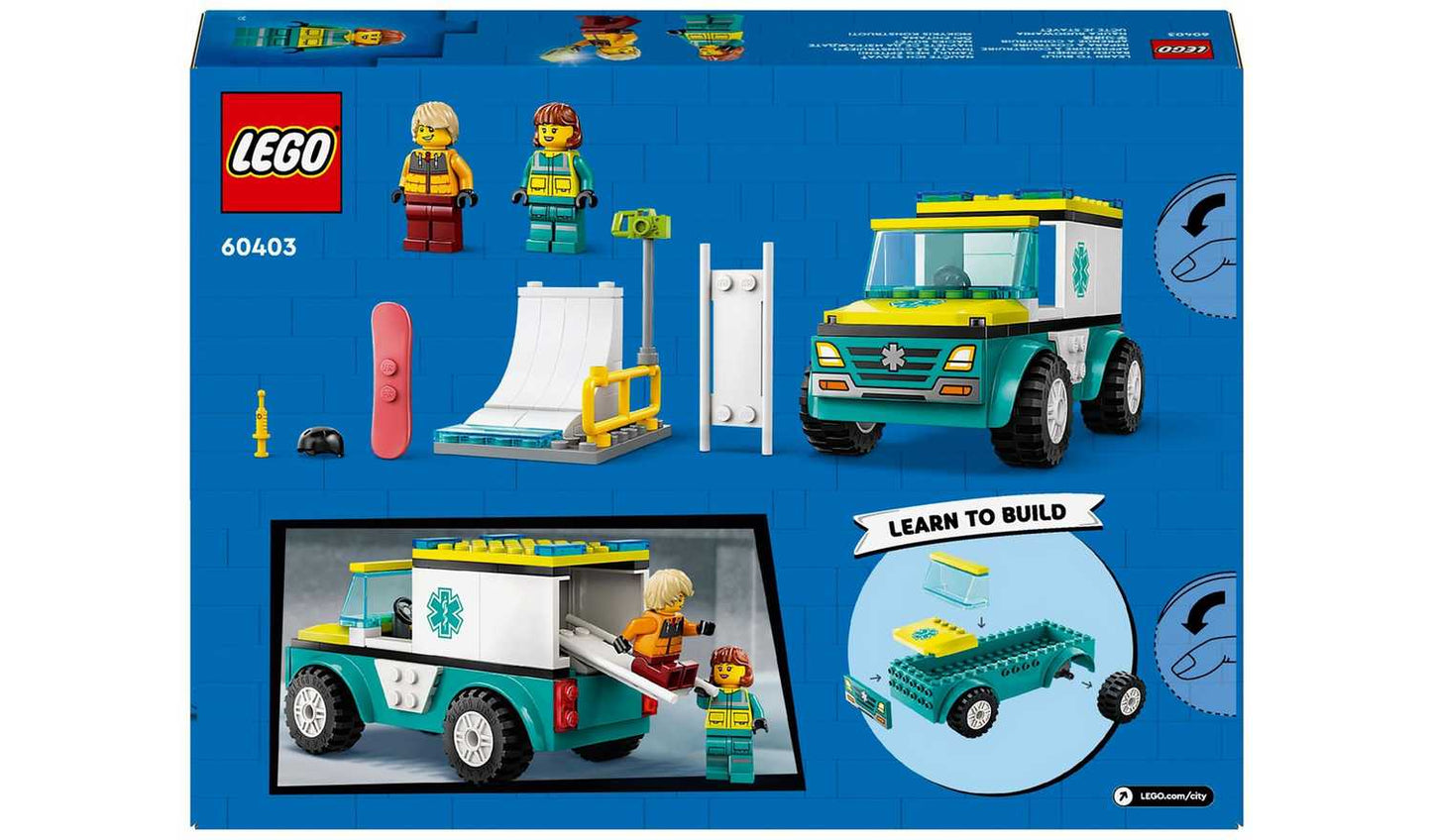 LEGO City Emergency Ambulance and Snowboarder Toys 60403