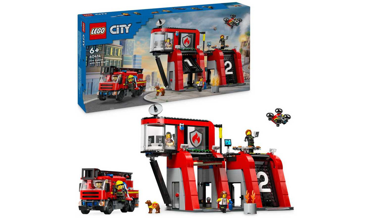 LEGO City Fire Station with Fire Engine Toy Playset 60414